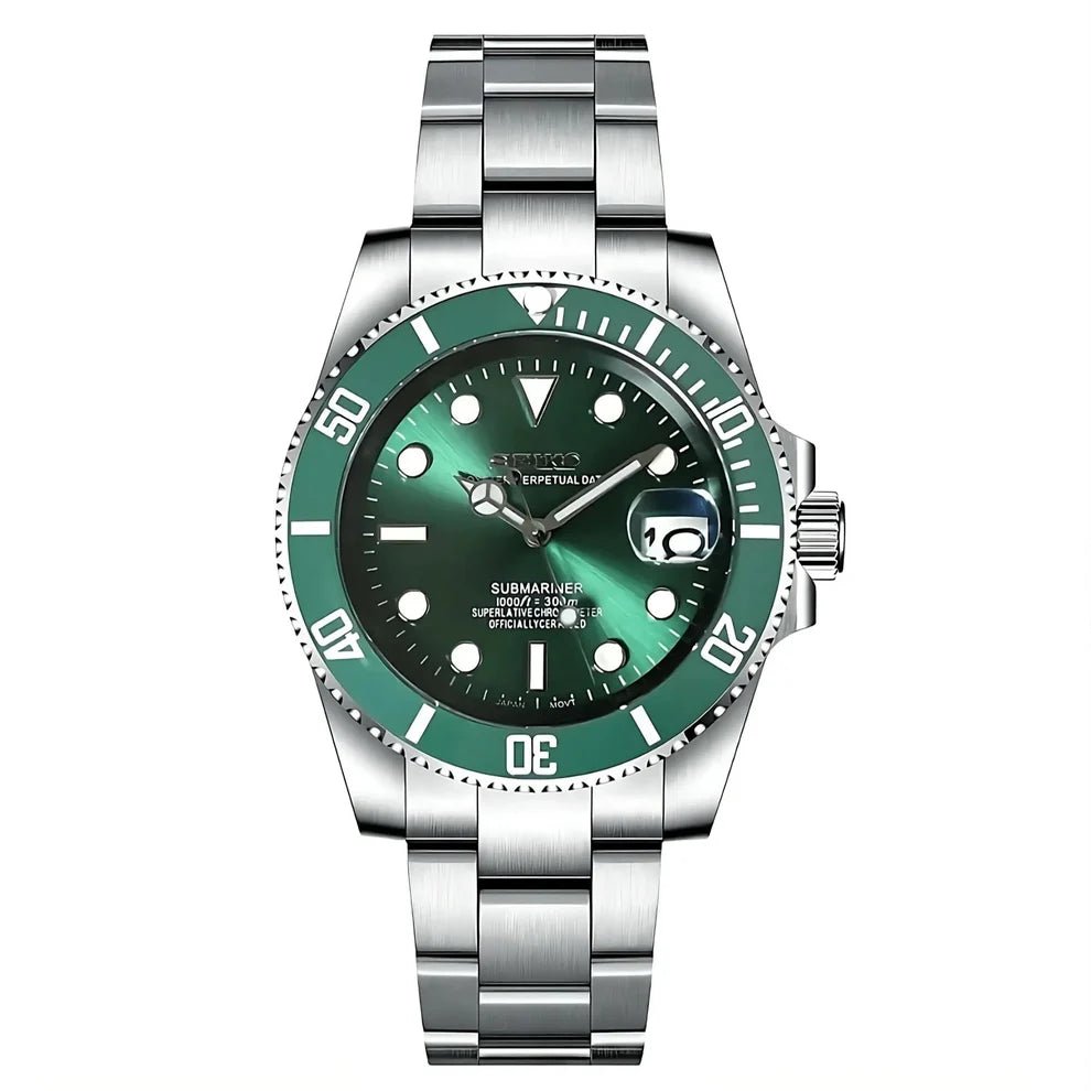 Seiko Submariner Mod Hulk Green Bezel Dive Watch - by Timelab Mods