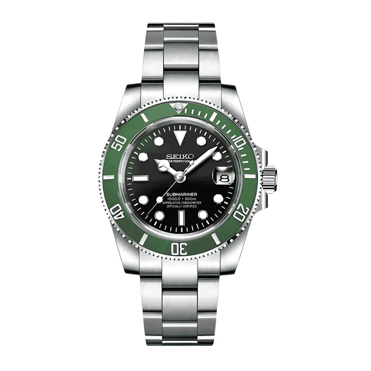 Seiko Submariner Mod Starbucks Green Bezel - by Timelab Mods