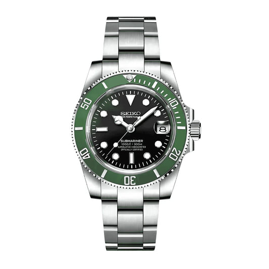 Seiko Submariner Mod Starbucks Green Bezel - by Timelab Mods