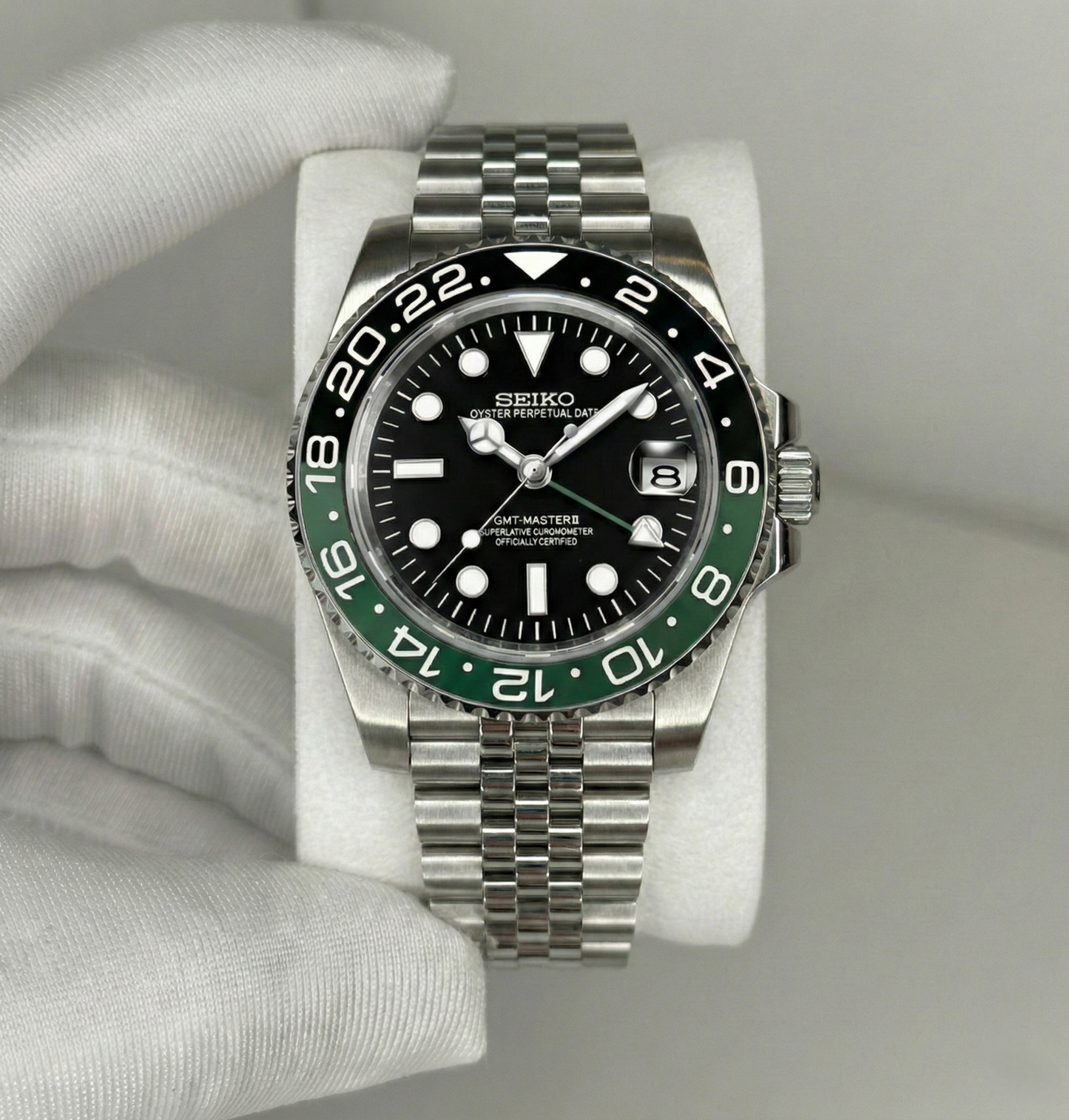 Seiko GMT Mod Sprite zöld fekete lünetta