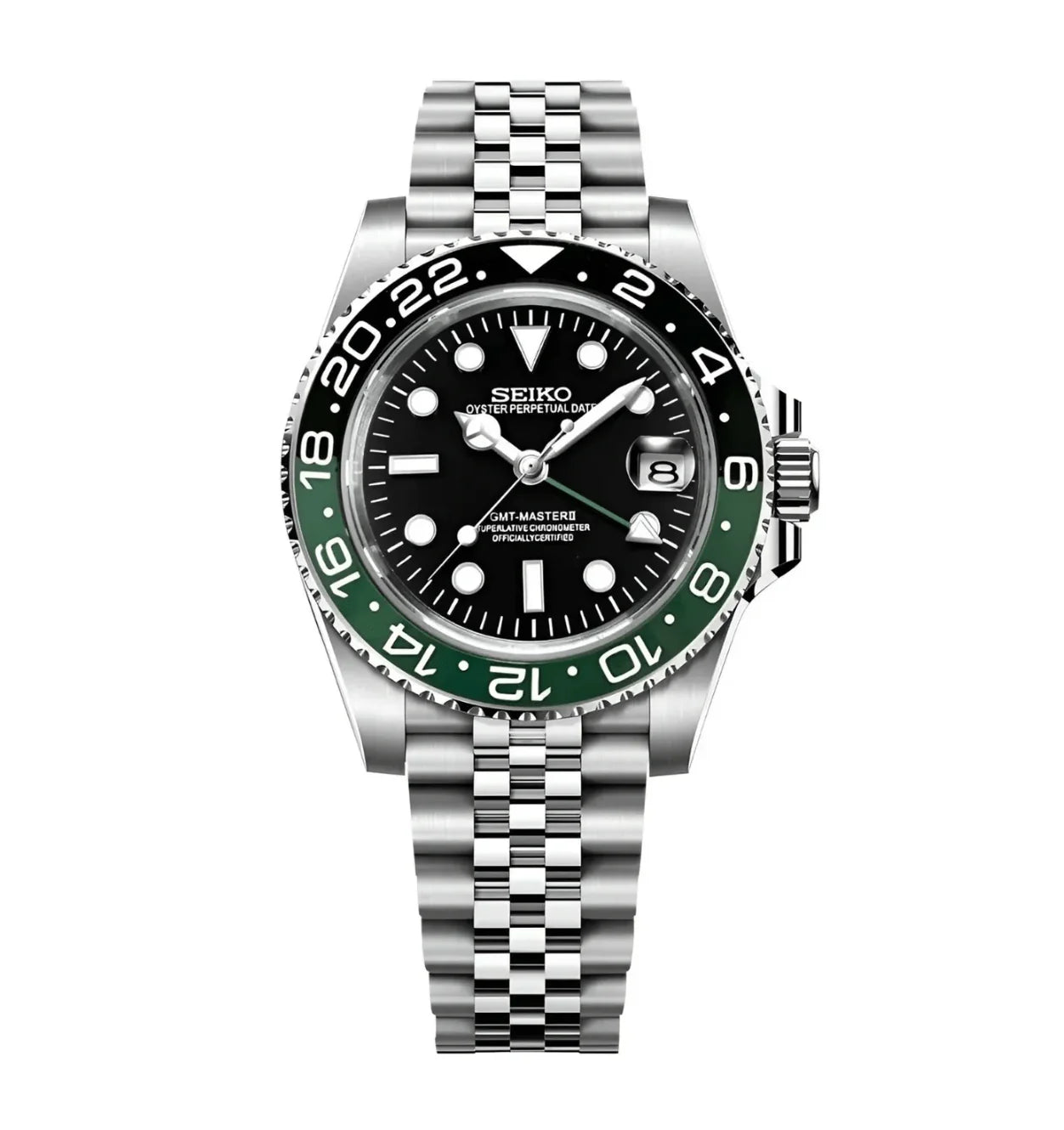 Seiko GMT Mod – "Sprite" – Zöld/Fekete lünetta