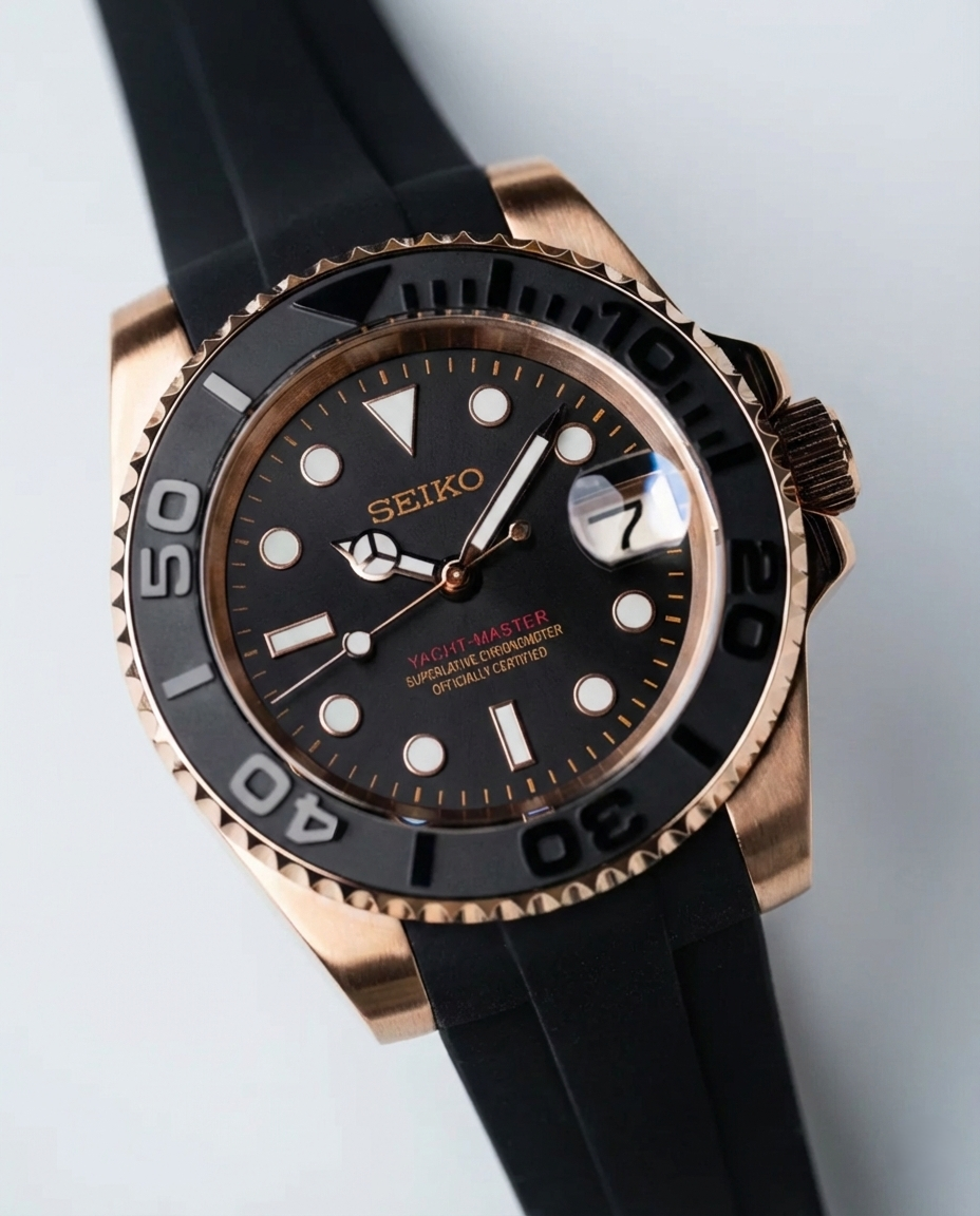 Seiko Mod Yacht Master - Rózsaszínarany Fekete